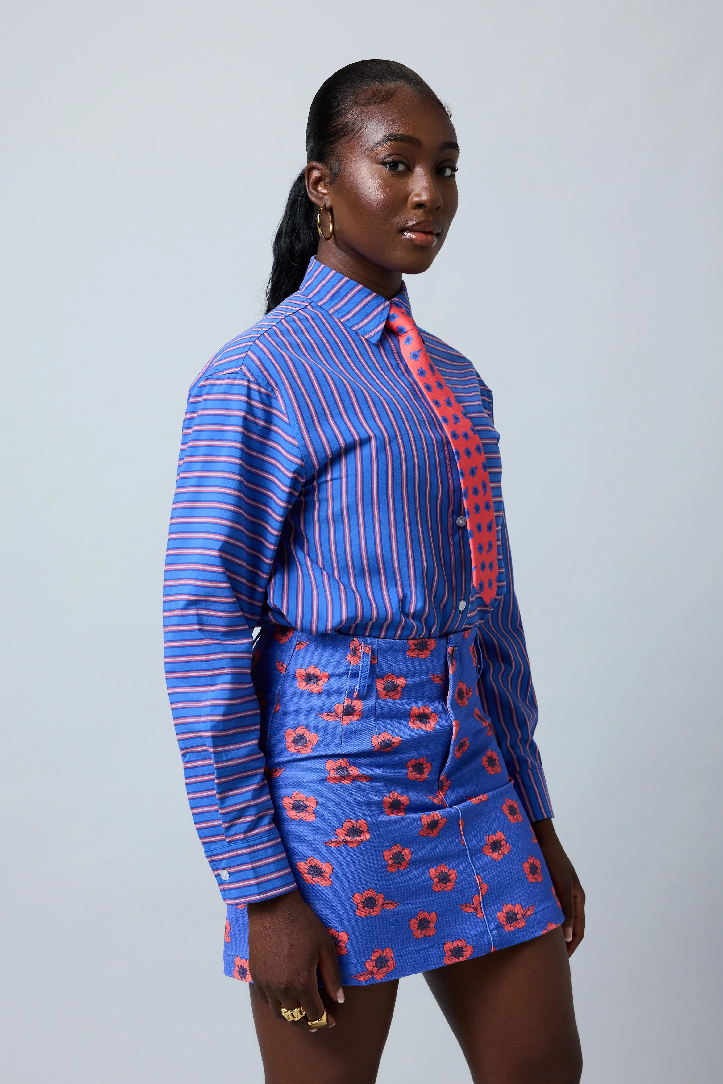 Divine Stripes Button Up with Tie - Image 3