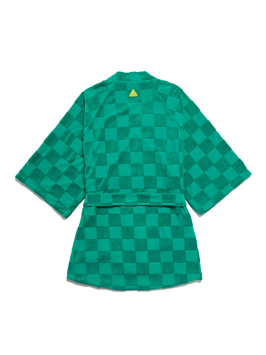 Estelle Terrycloth Check Robe - Kelly Green - Image 8