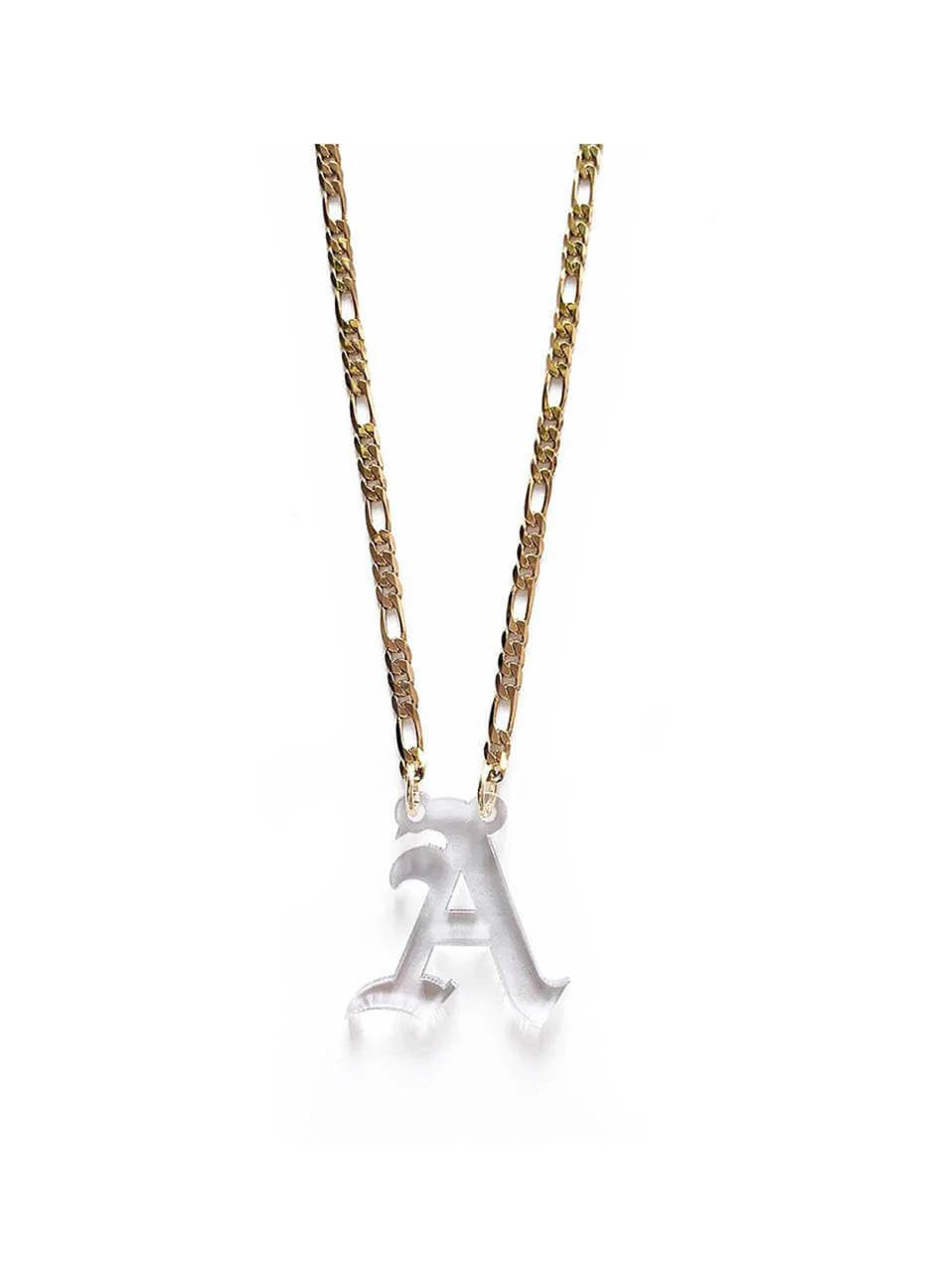 Initial Necklace Clear Acrylic 1"