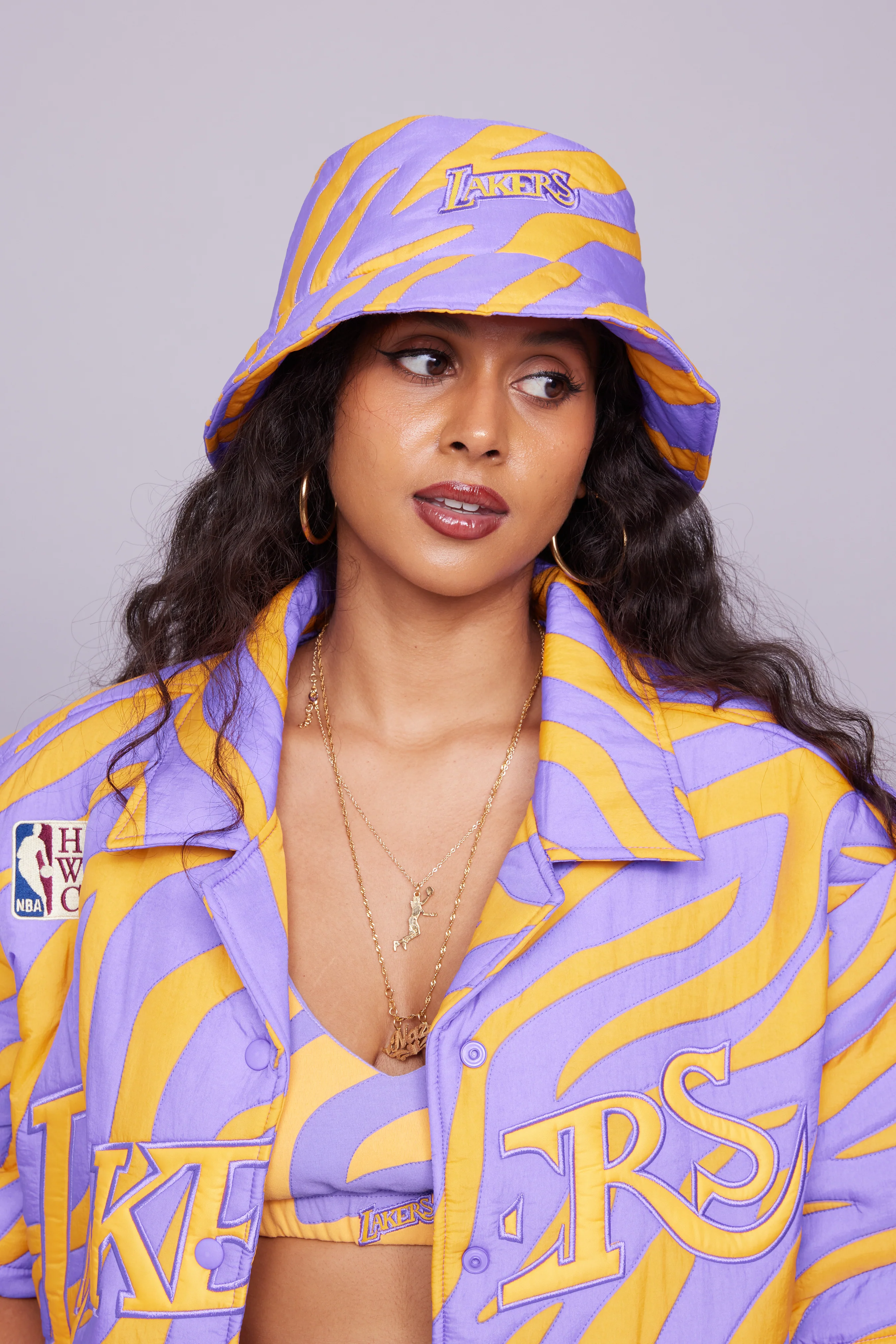 Lakers Nylon Quilted Puffer Bucket Hat - Image 2
