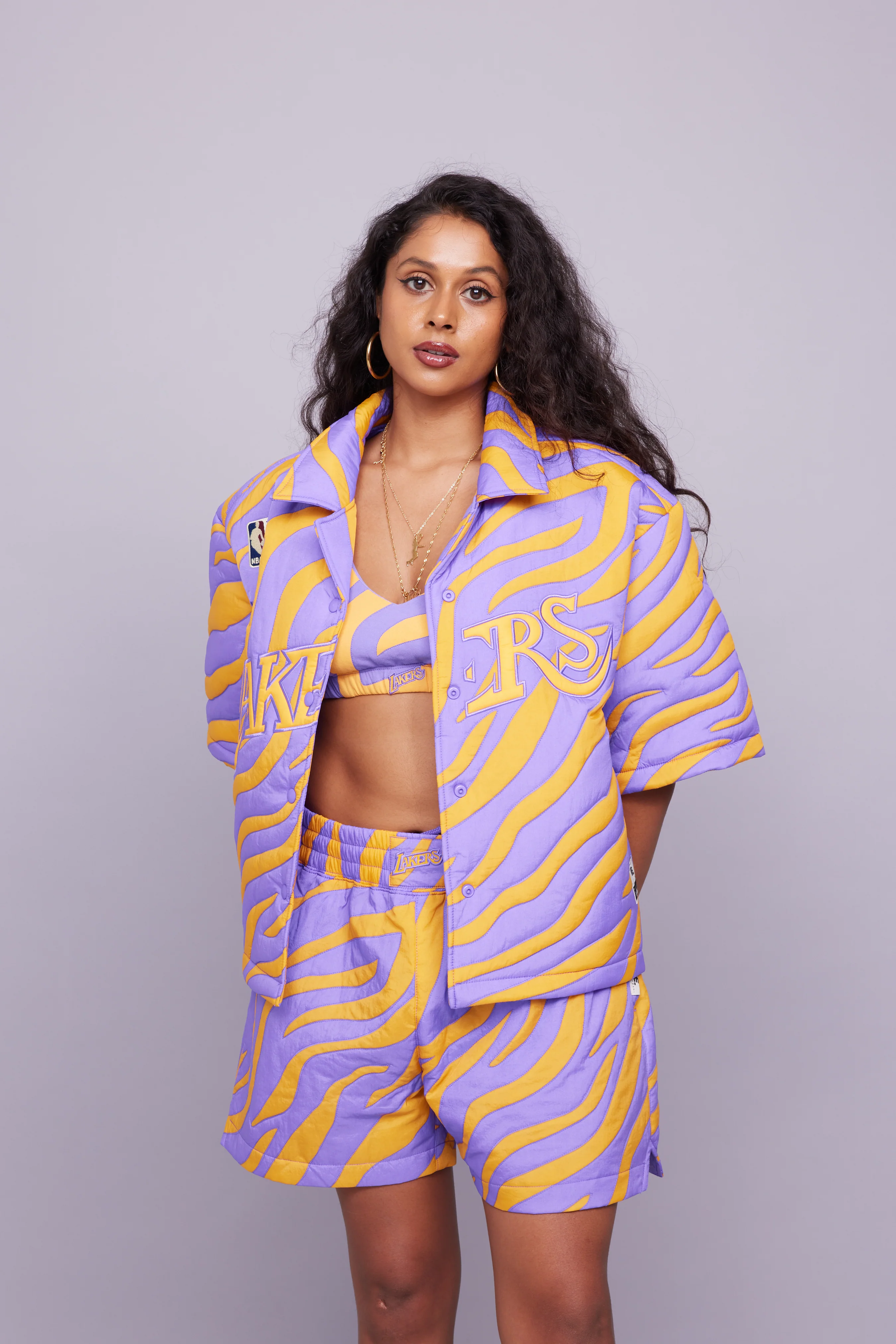 Lakers Nylon Quilted Puffer Short - Image 3