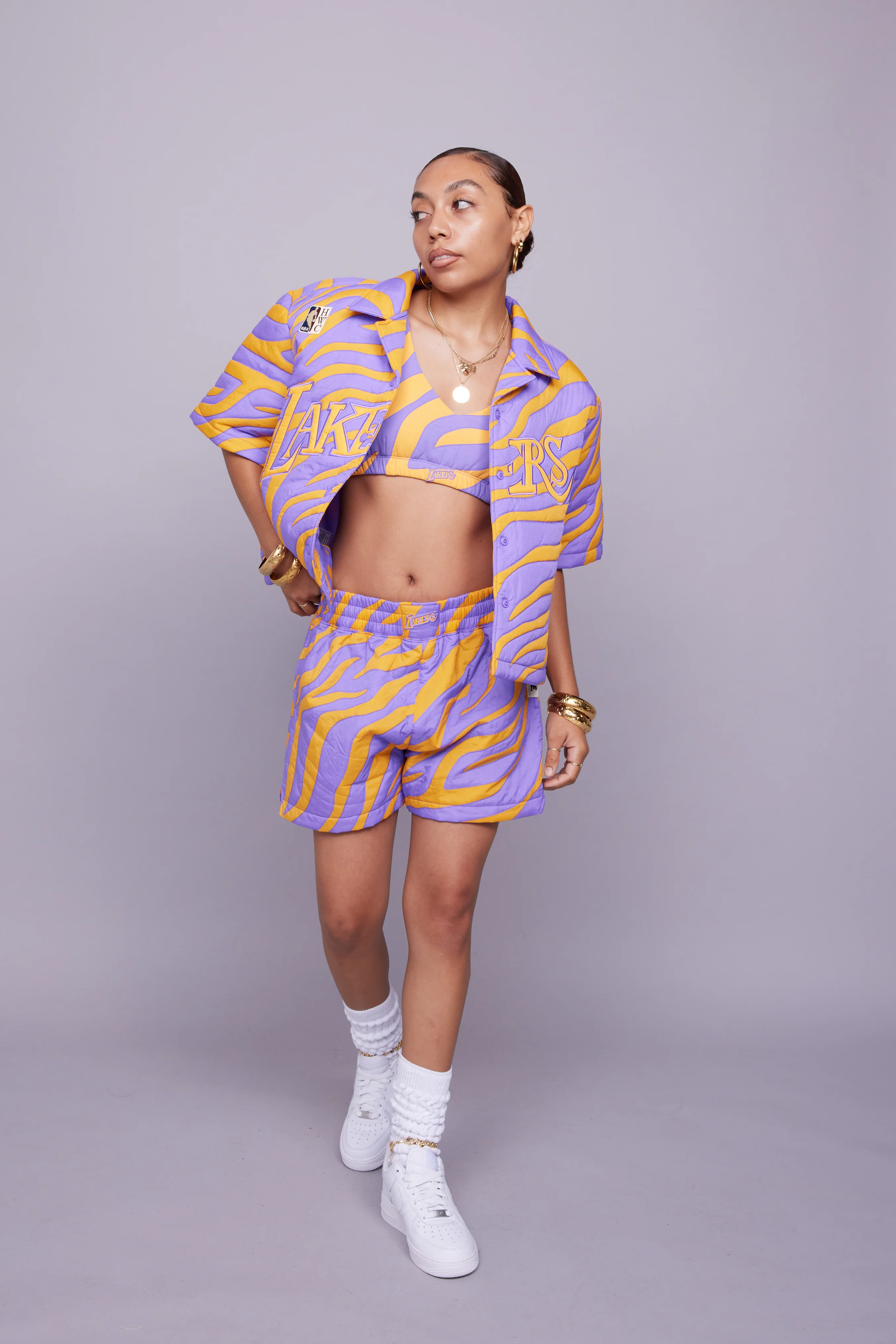 Lakers Nylon Quilted Puffer Short - Image 7