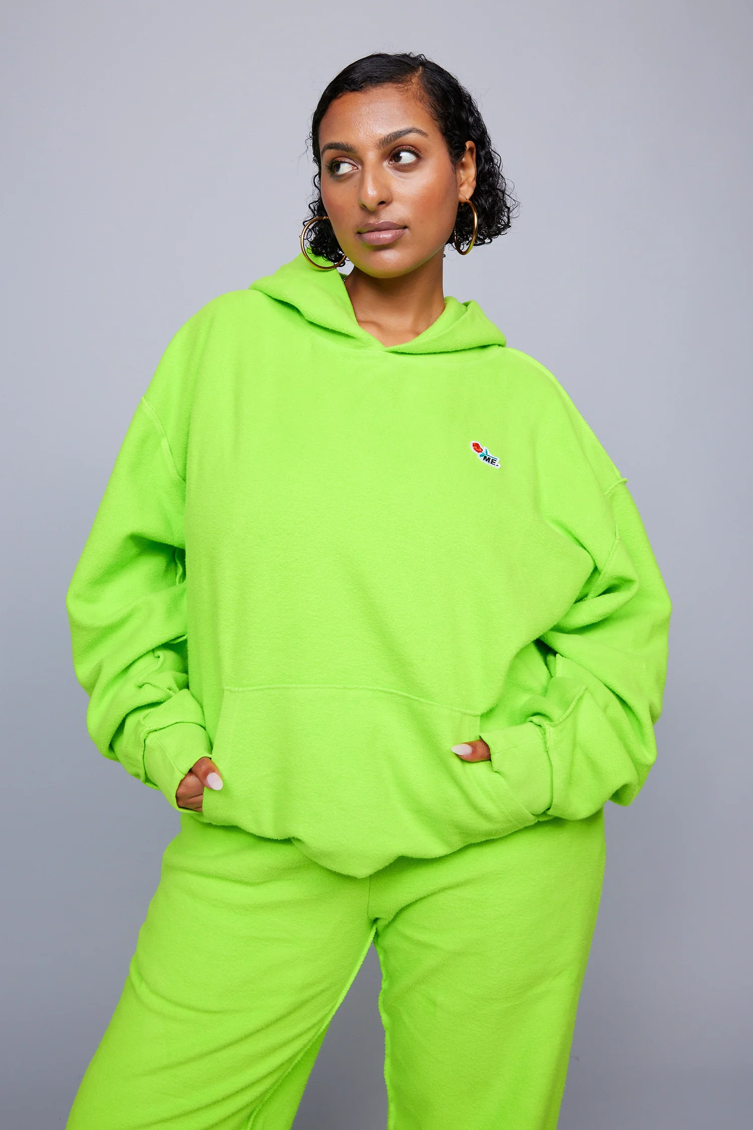 ME. Reverse Brushed Hoodie - Acid Lime - Image 3