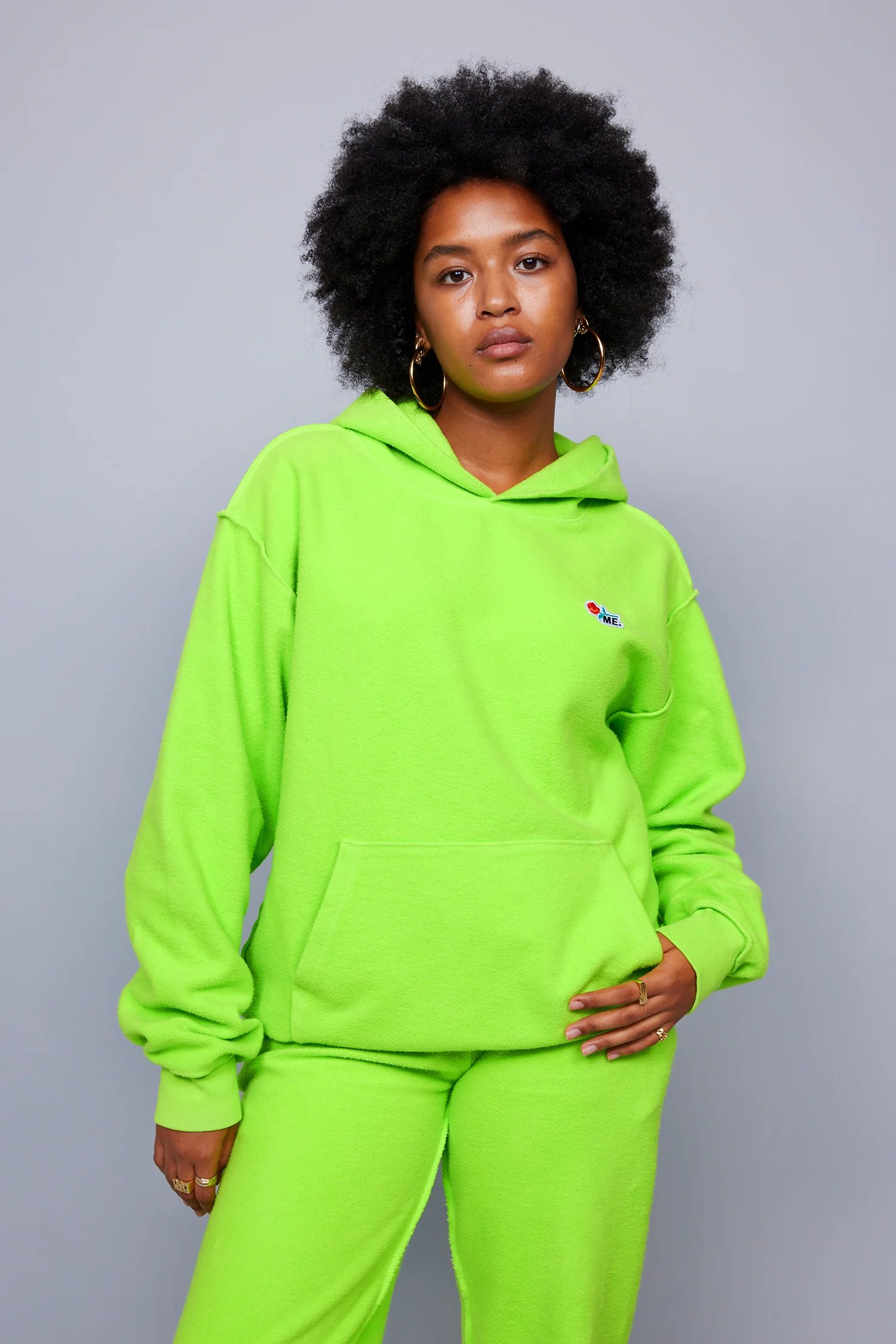 ME. Reverse Brushed Hoodie - Acid Lime - Image 7