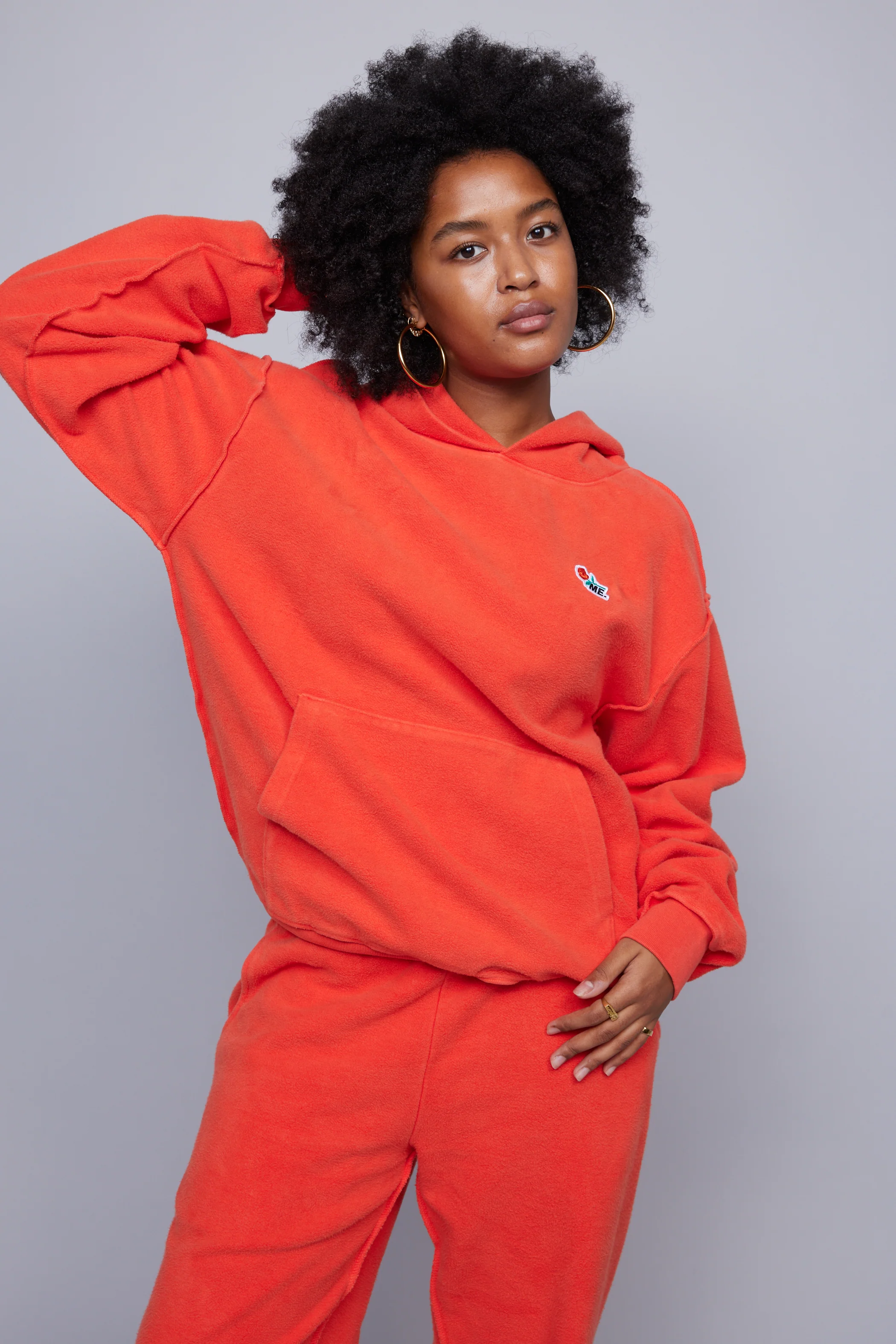 ME. Reverse Brushed Hoodie - Blood Orange - Image 4