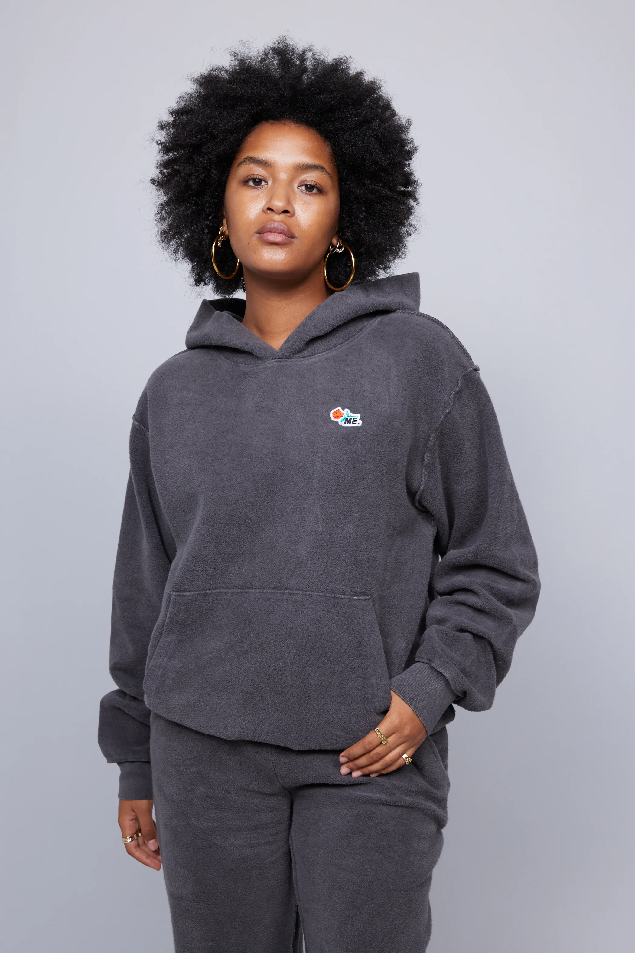 ME. Reverse Brushed Hoodie - Vintage Black - Image 3
