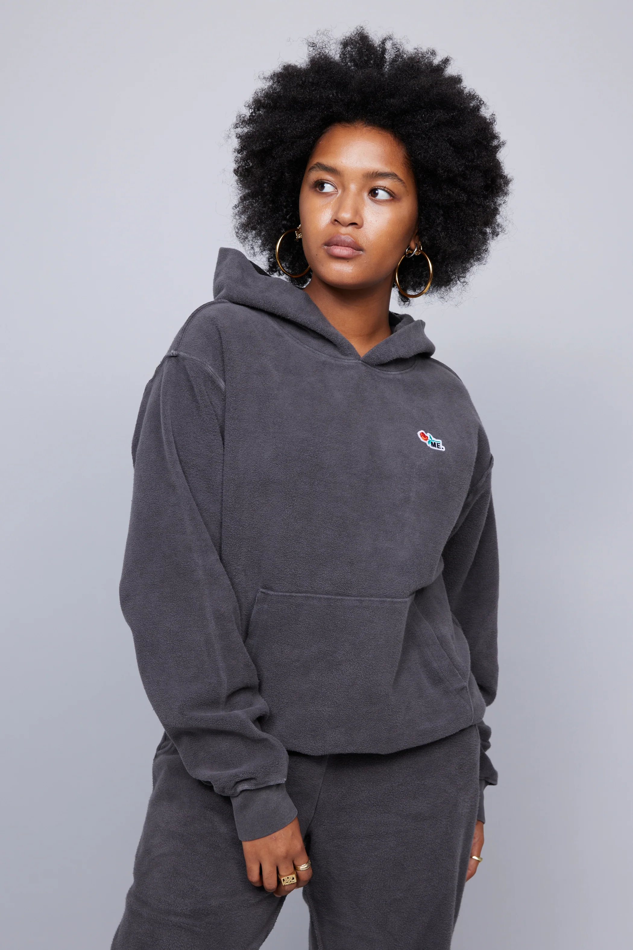 ME. Reverse Brushed Hoodie - Vintage Black - Image 4