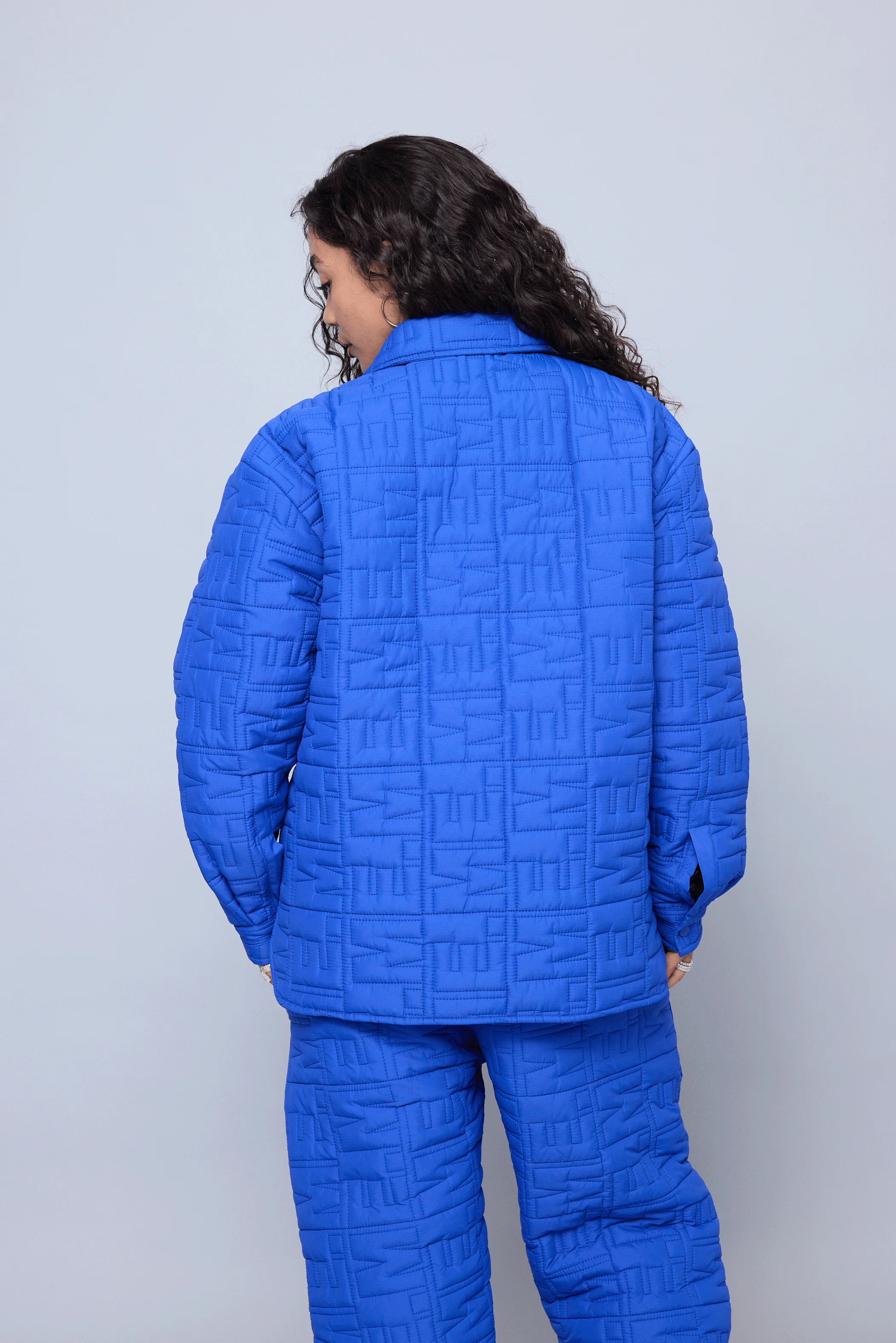 Monogram Quilted Puff Shacket - Cobalt - Image 13