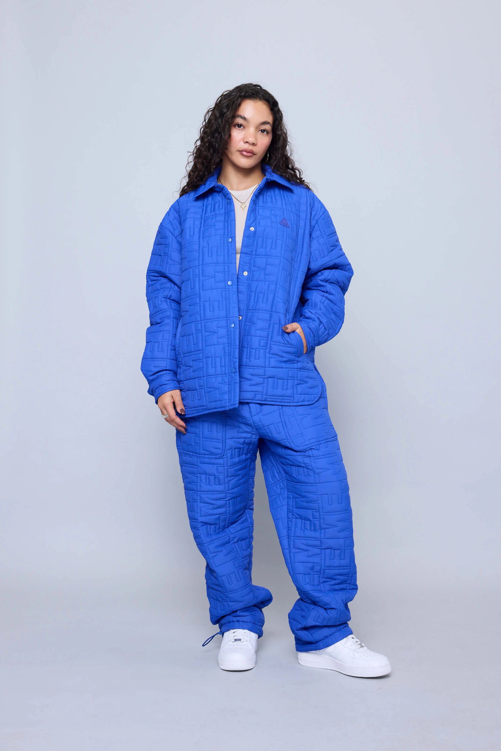 Monogram Quilted Puff Shacket - Cobalt - Image 15