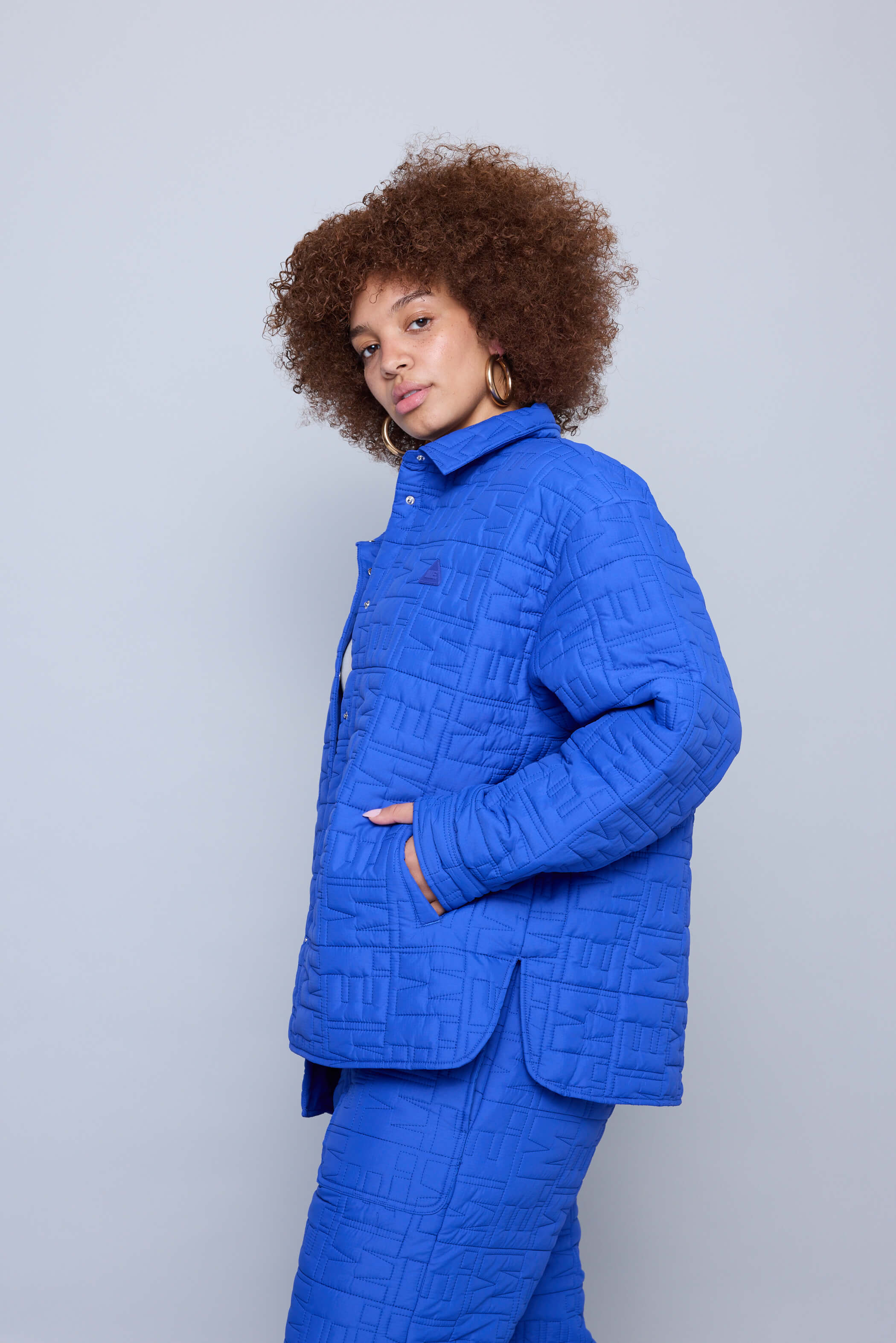Monogram Quilted Puff Shacket - Cobalt - Image 5