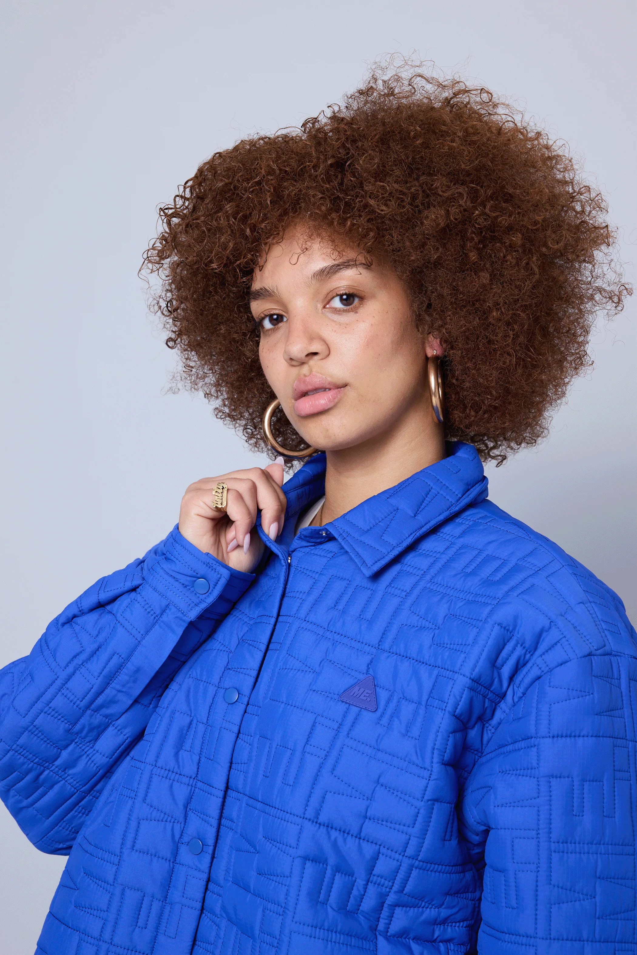 Monogram Quilted Puff Shacket - Cobalt - Image 7