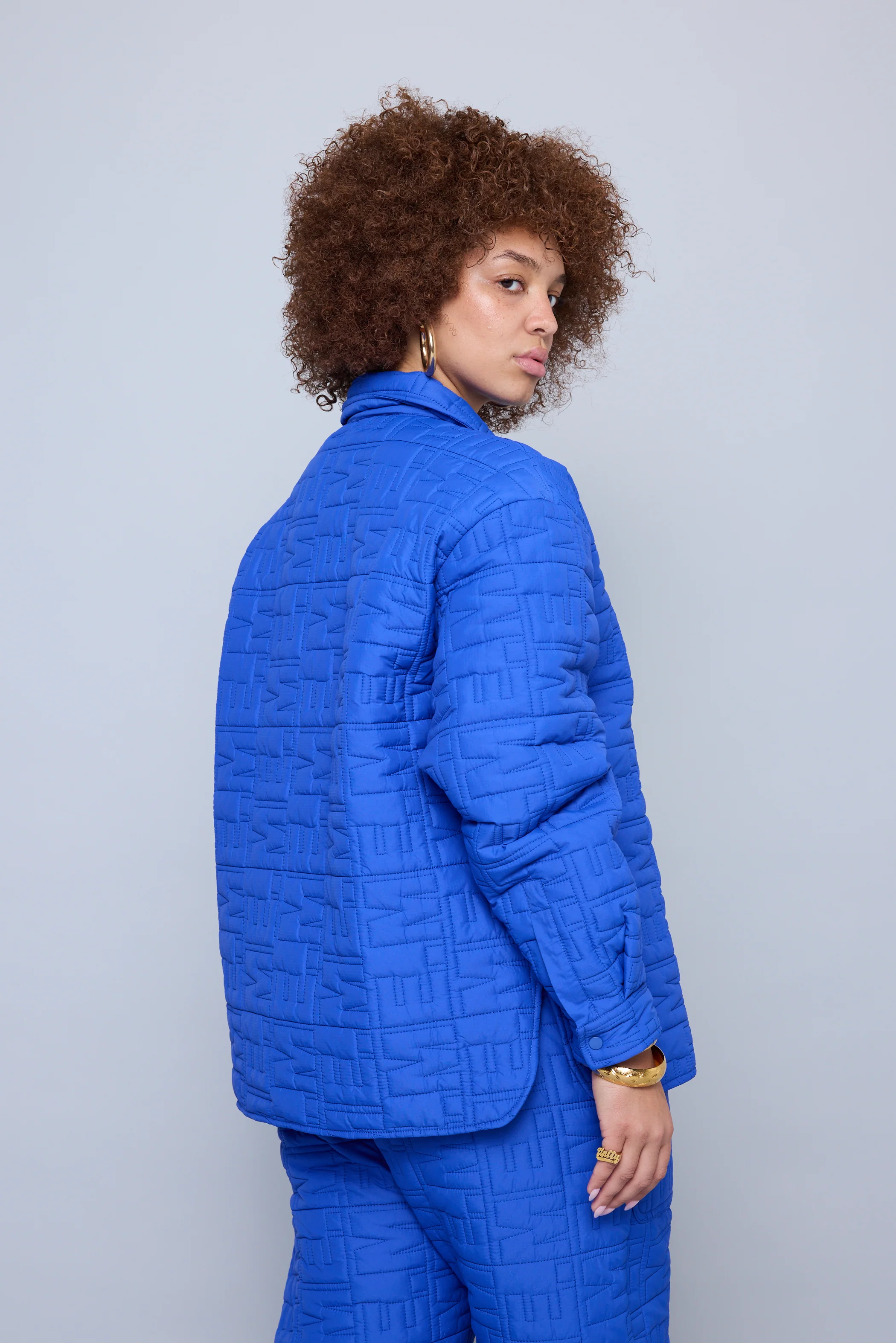 Monogram Quilted Puff Shacket - Cobalt - Image 8