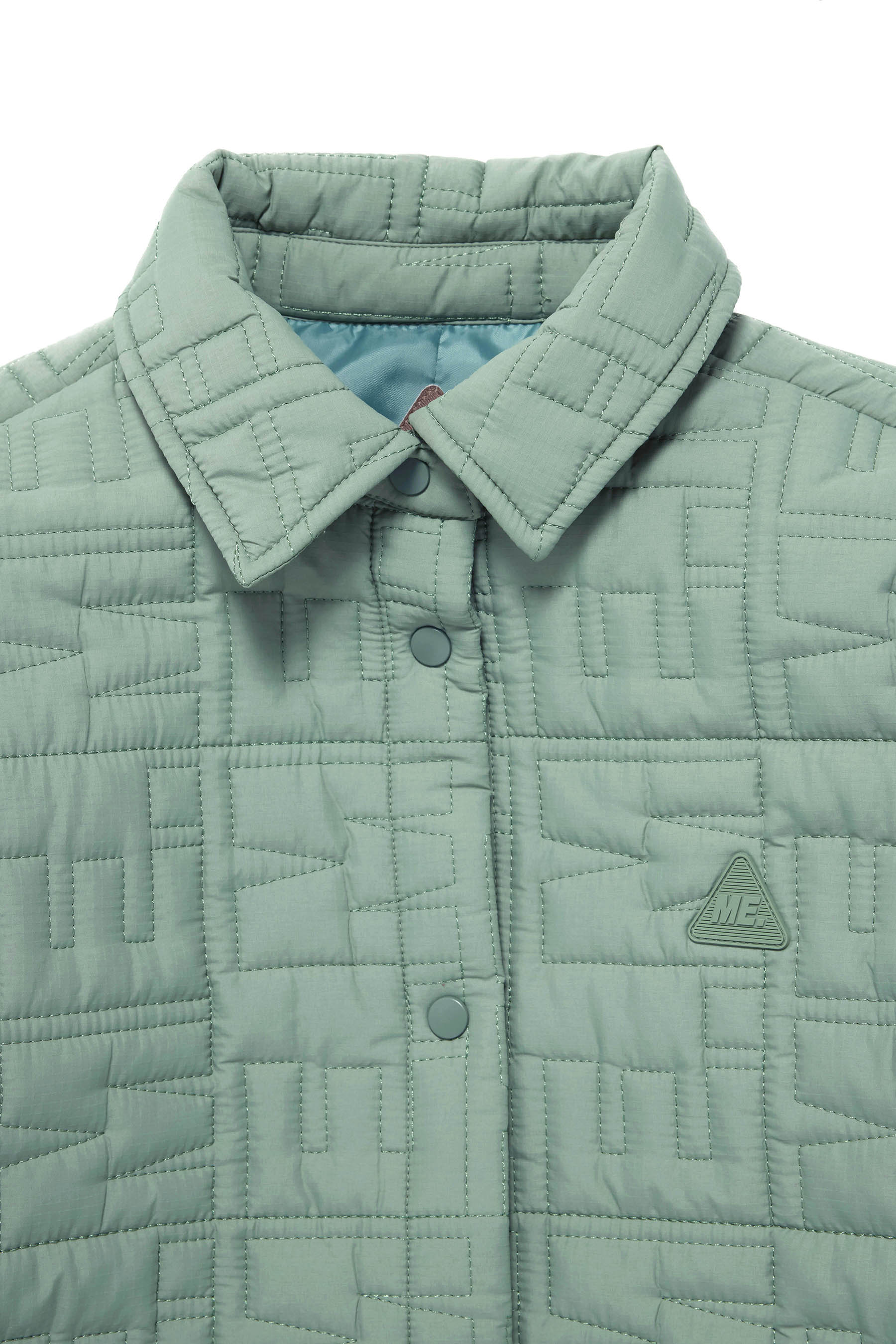 Monogram Quilted Puff Shacket - Sage - Image 15