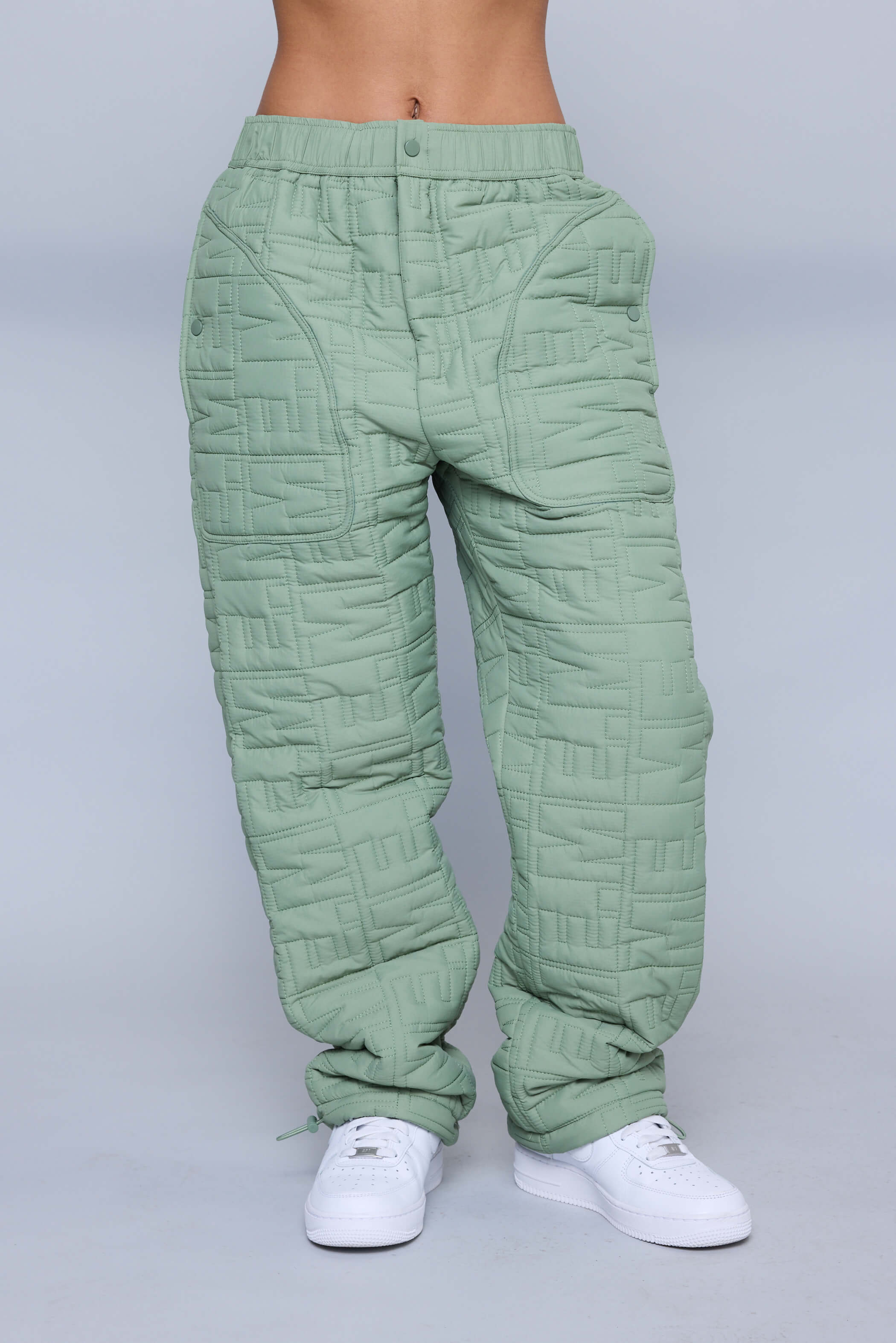 Monogram Quilted Puff Tech Pant - Sage - Image 12