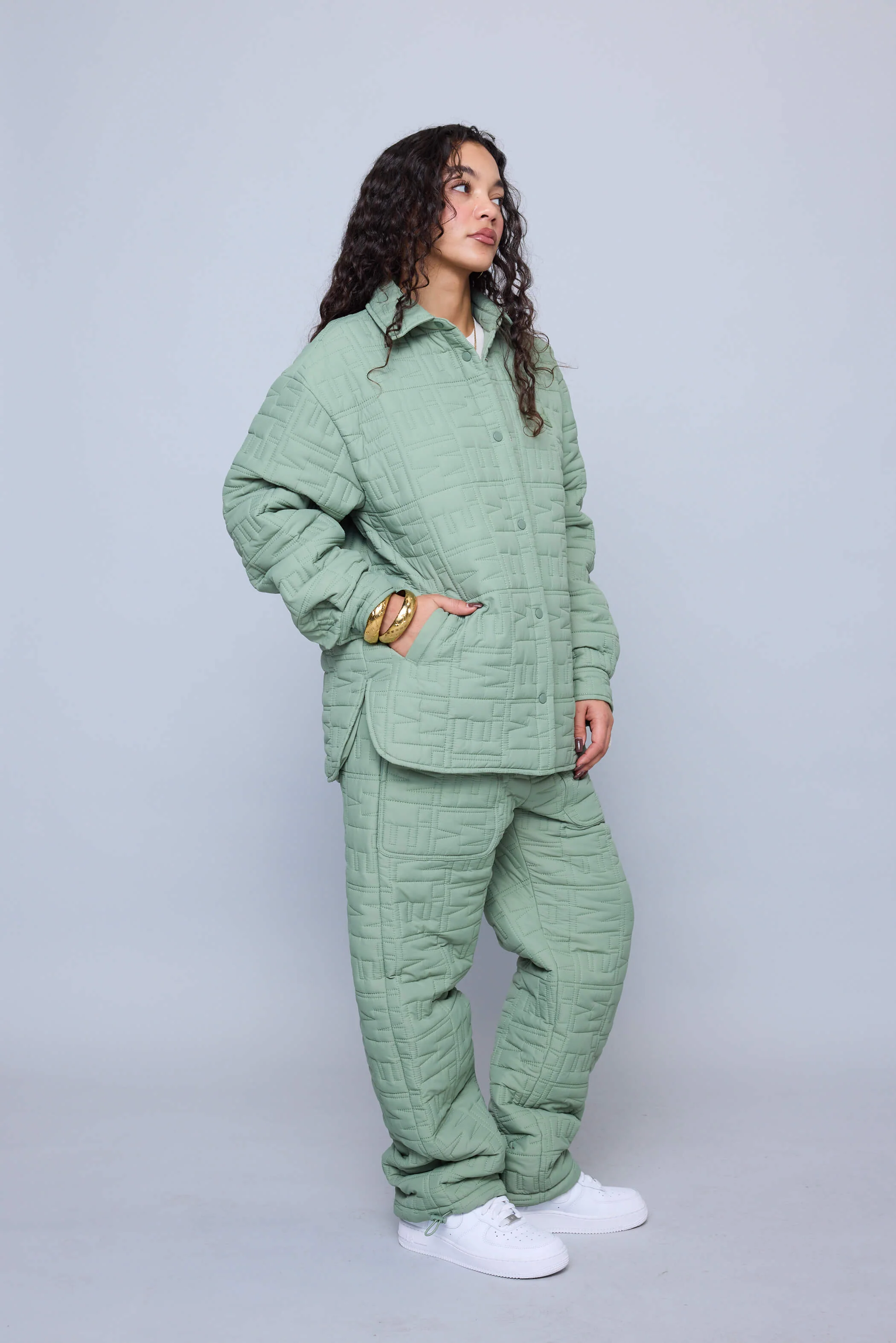Monogram Quilted Puff Tech Pant - Sage - Image 14