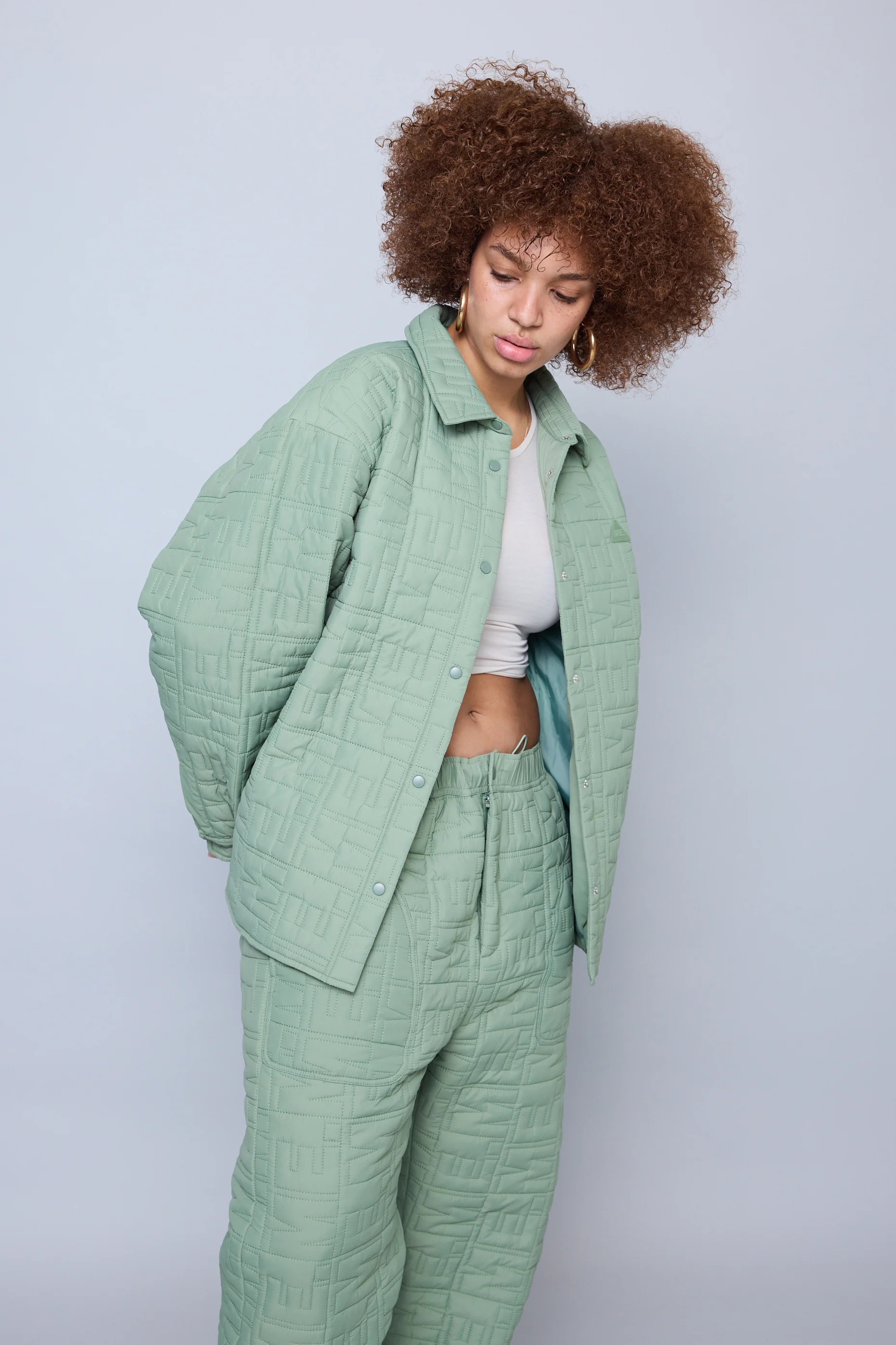 Monogram Quilted Puff Tech Pant - Sage - Image 3