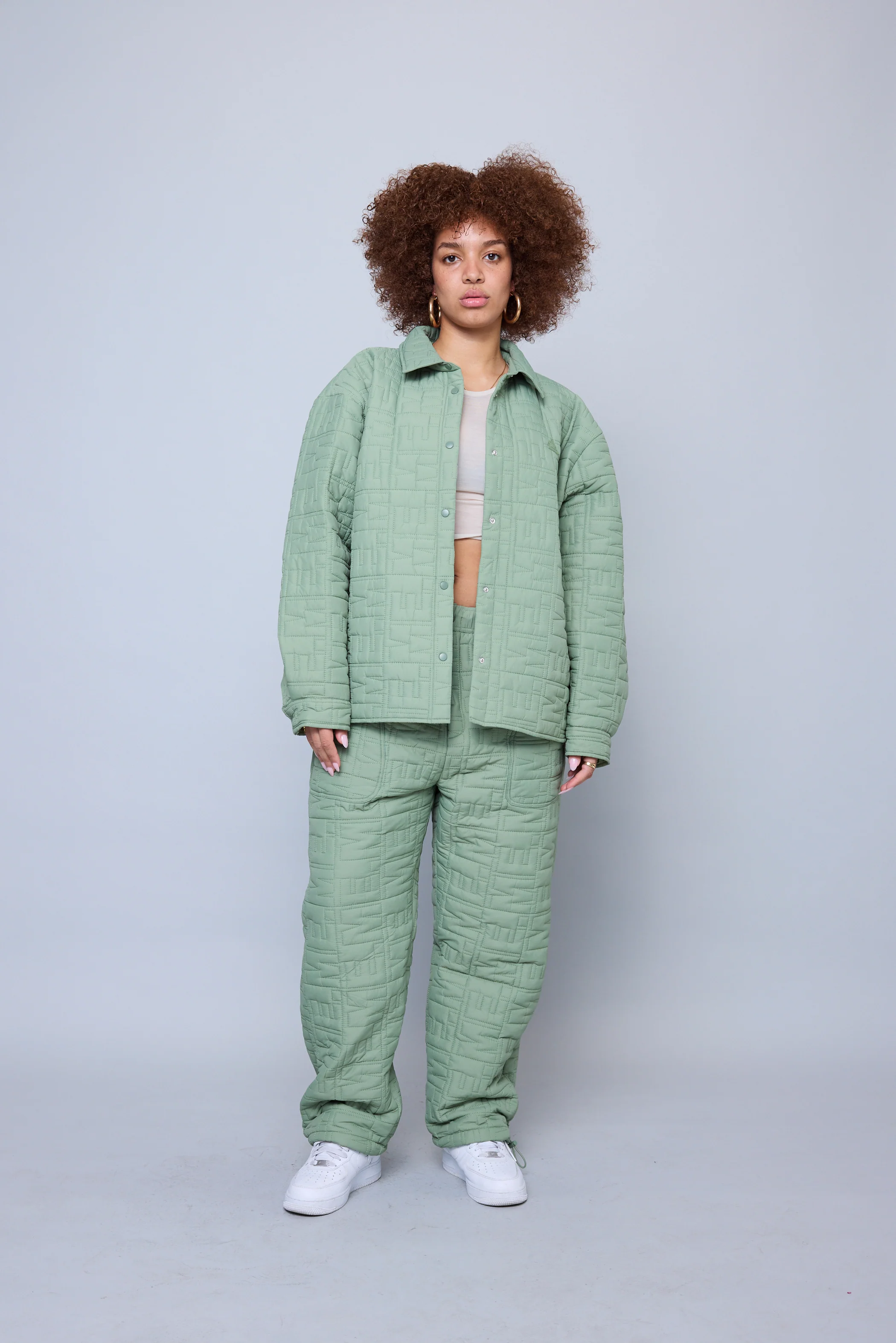 Monogram Quilted Puff Tech Pant - Sage - Image 4