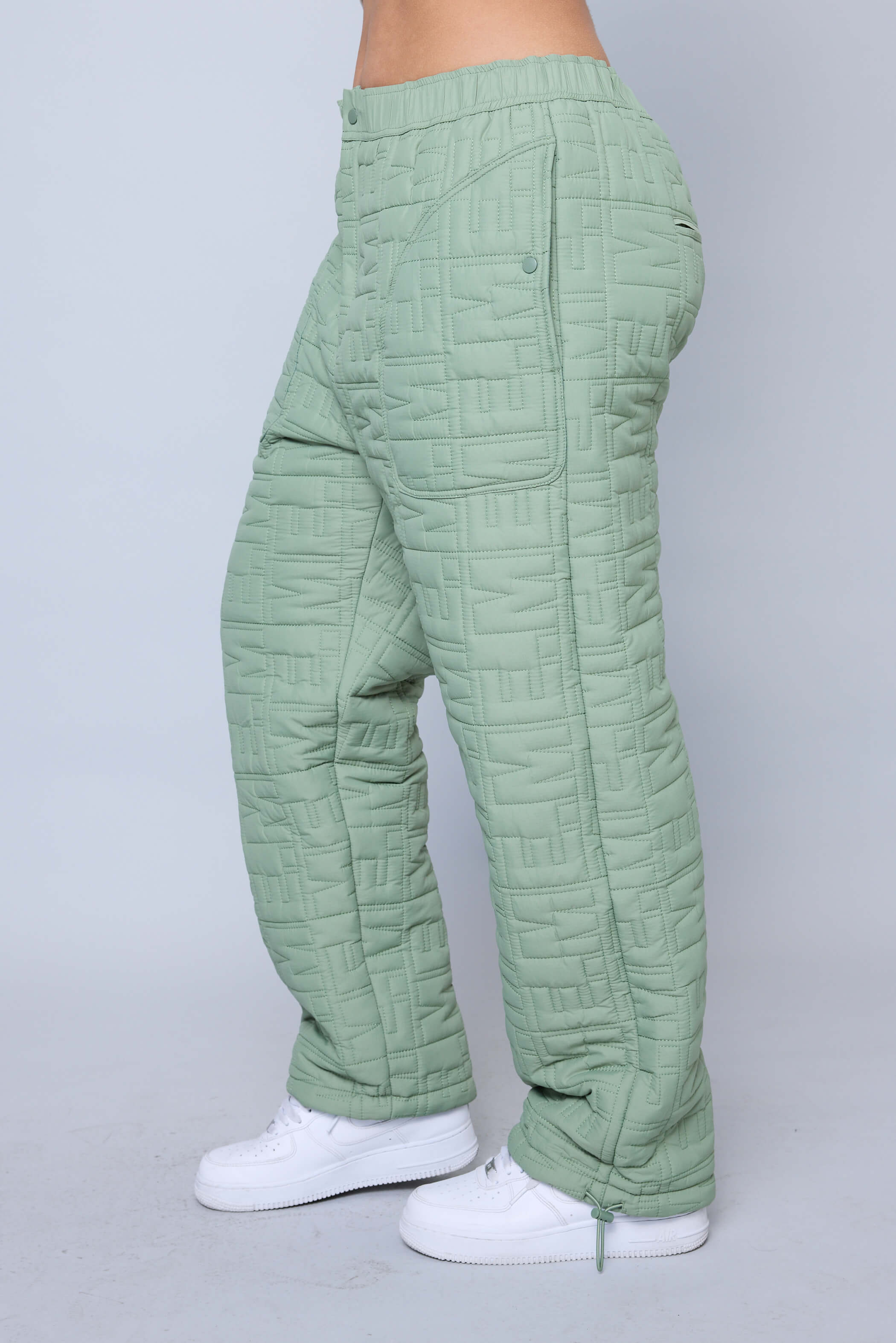 Monogram Quilted Puff Tech Pant - Sage - Image 6